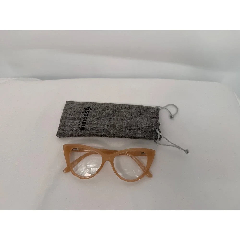 Soolala Women Cat Eye Reading Glasses Peach Tan Frames‎ +1.75 Pouch Chic 104-56